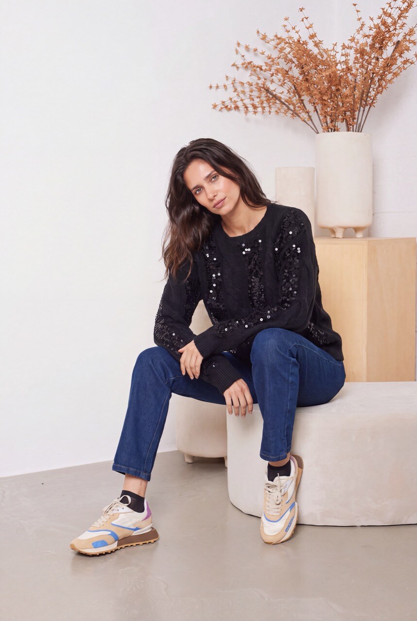 Wholesaler DIVA TEX - Braided sweater with sequins