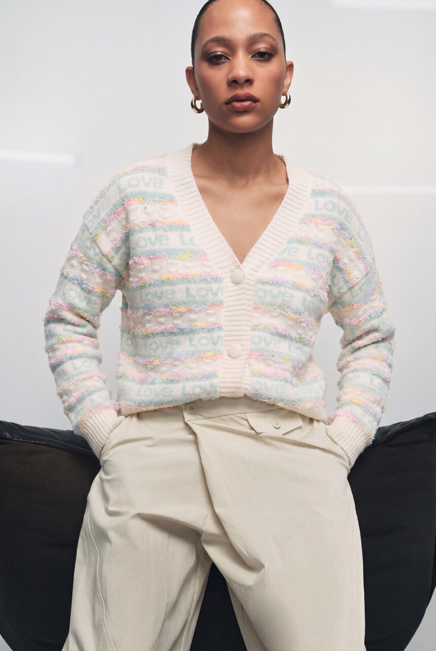 Grossiste DIVA TEX - Cardigan à bandes LOVE