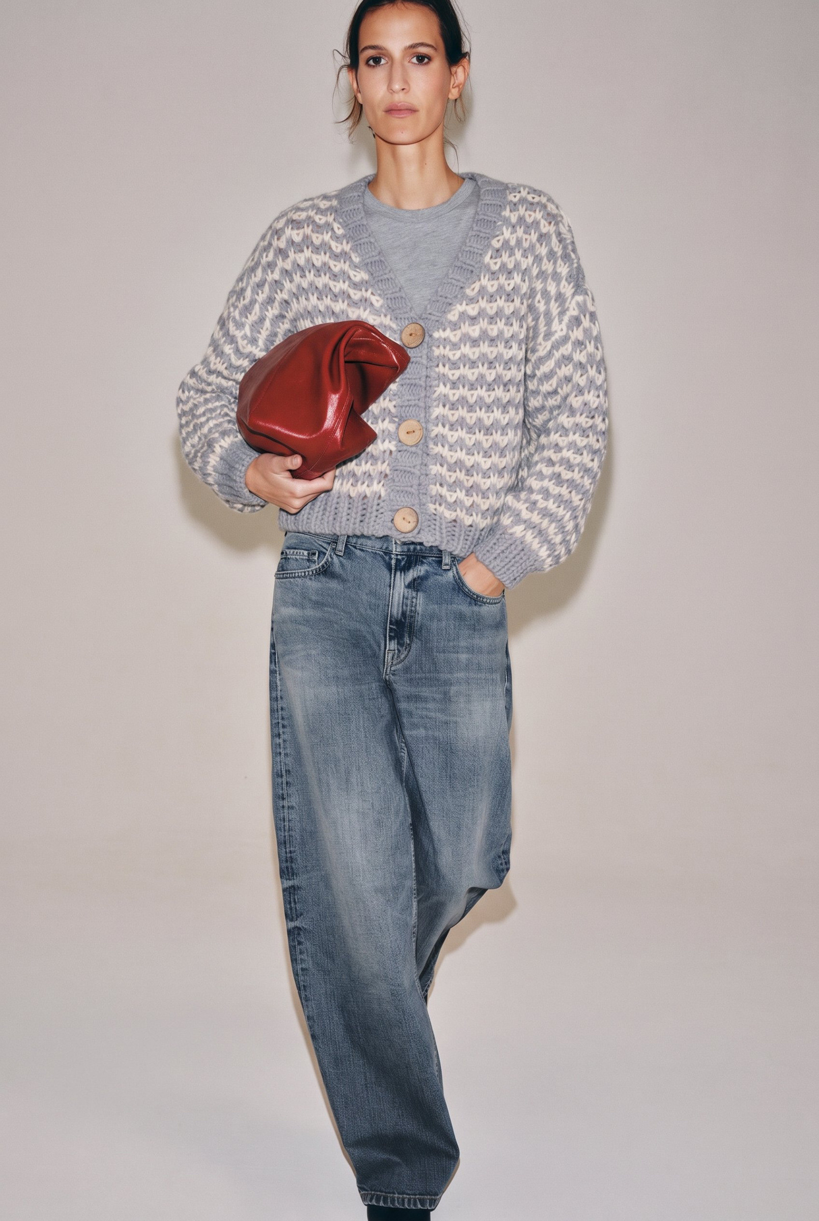 Grossista DIVA TEX - Cardigan a maglia, maglia grossa bicolore