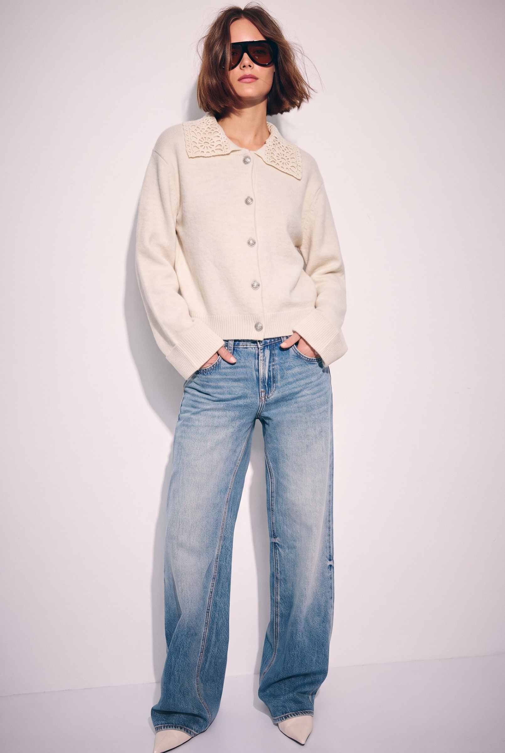 Grossista DIVA TEX - Cardigan con colletto a motivo pizzo