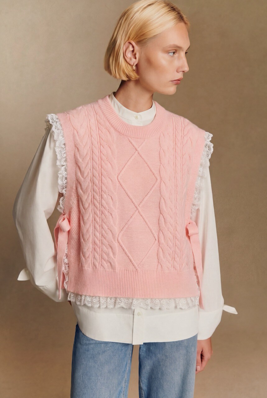 Grossiste DIVA TEX - Pull en maille avec détail dentelles avec nœud sur les côtés