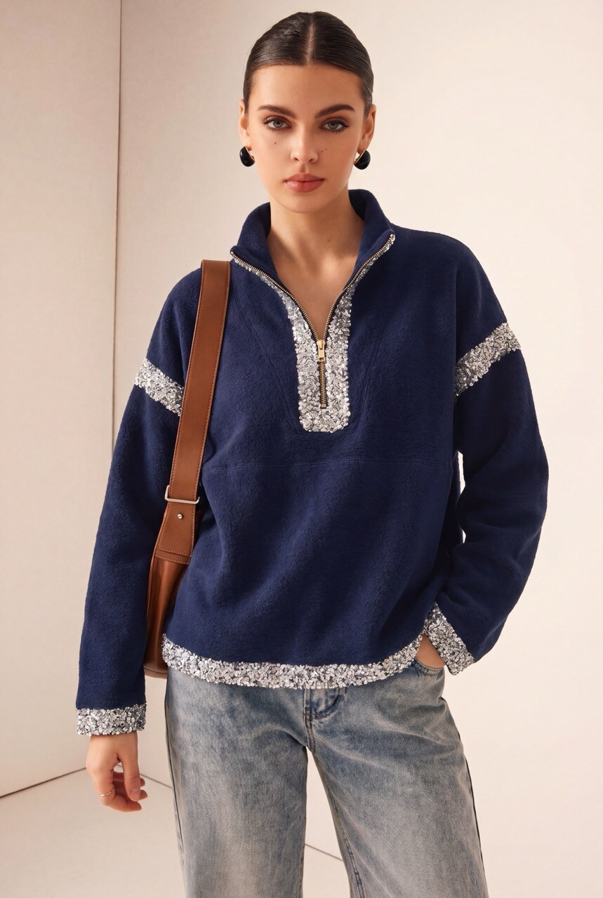 Grossiste DIVA TEX - Pull col camionneur avec finitions contrastées