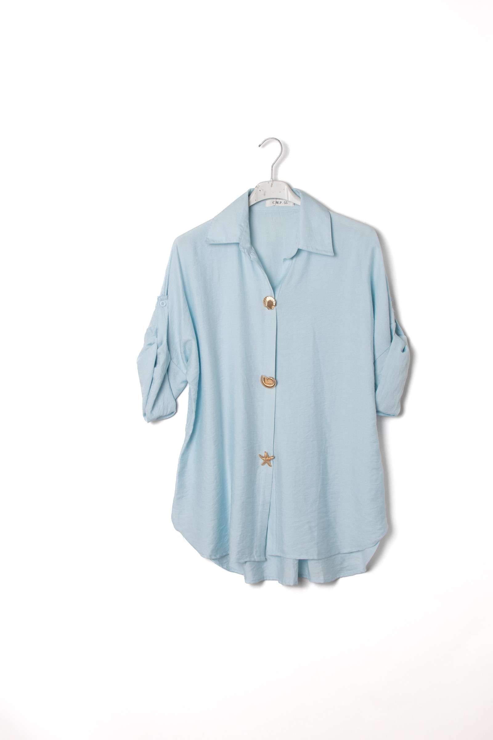 Mayorista Dix-onze - Camisa amplia con botones de concha dorados