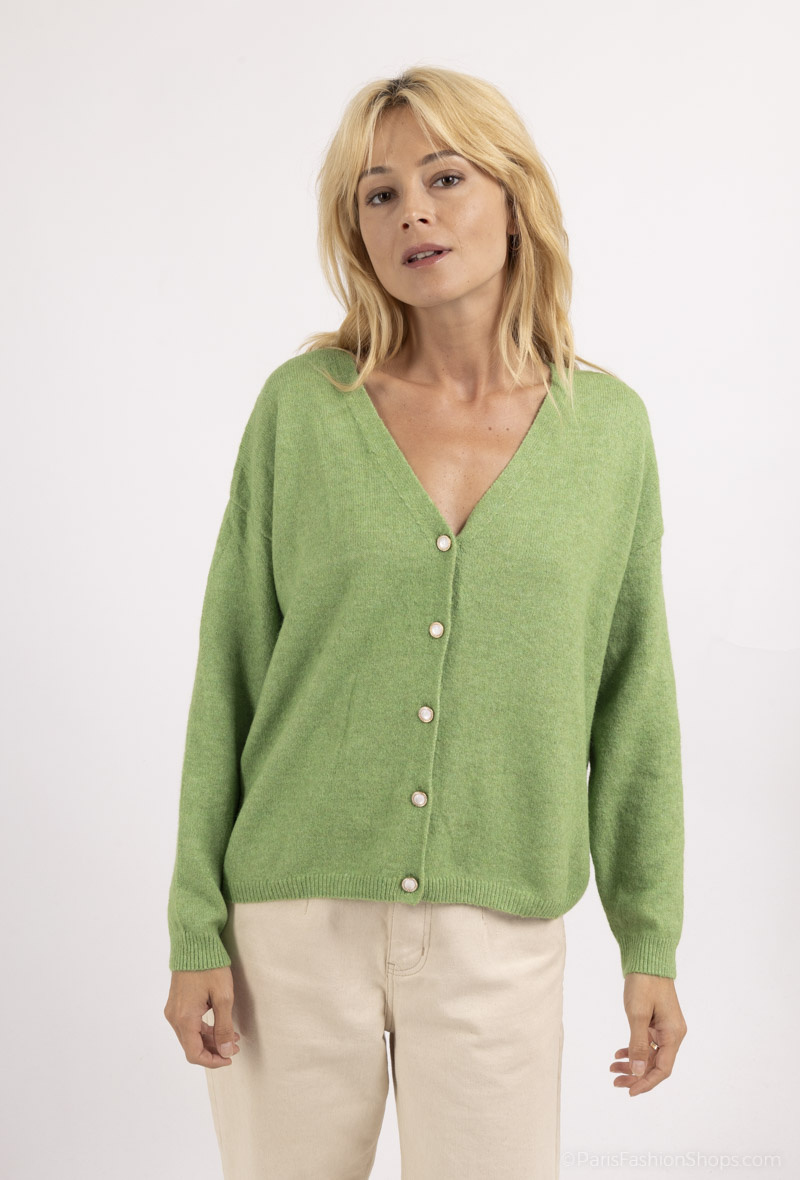 Wholesaler Dix-onze - wool cardigan very soft wool cardigan with cashmere touch