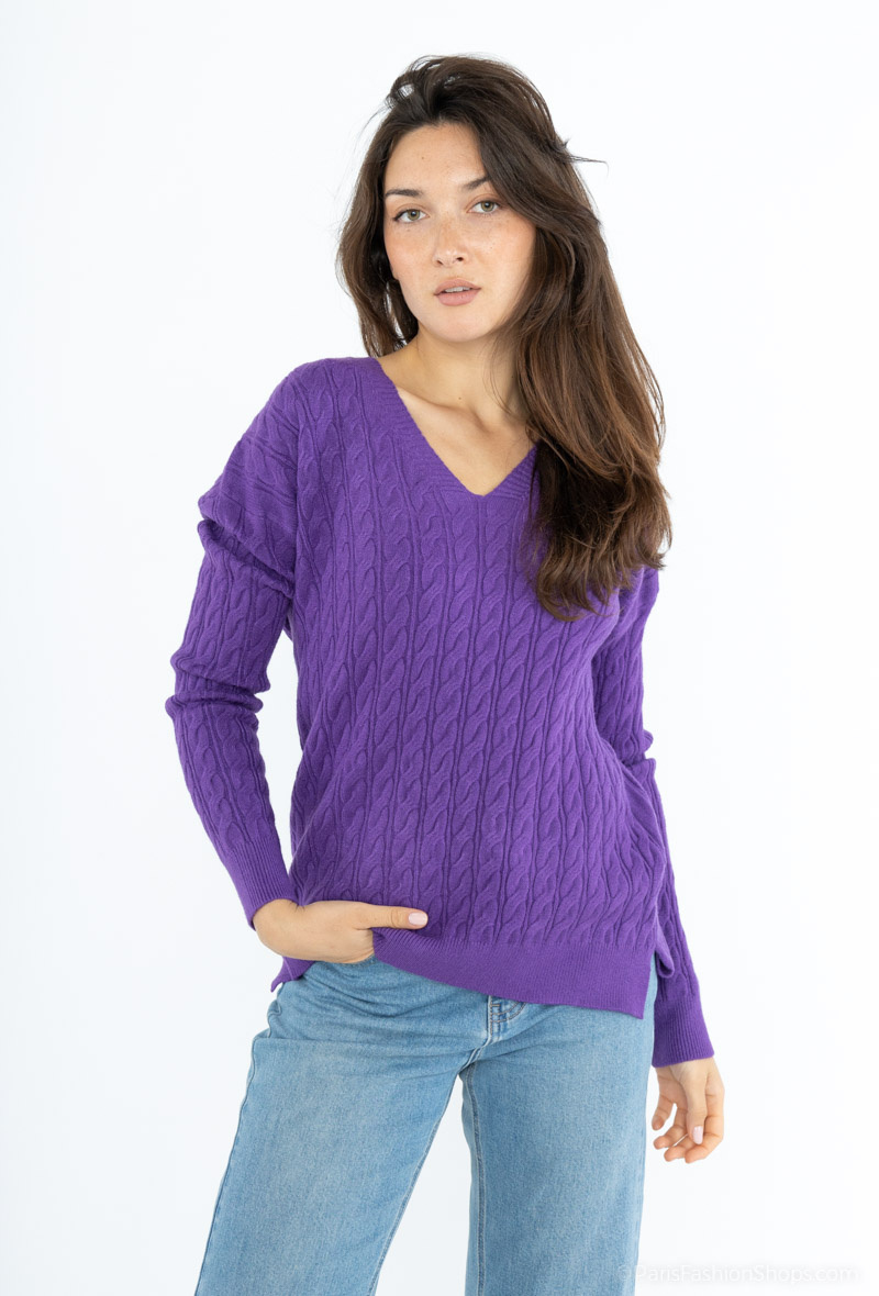 Großhändler Dix-onze - Übergroßer Pullover mit V-Ausschnitt