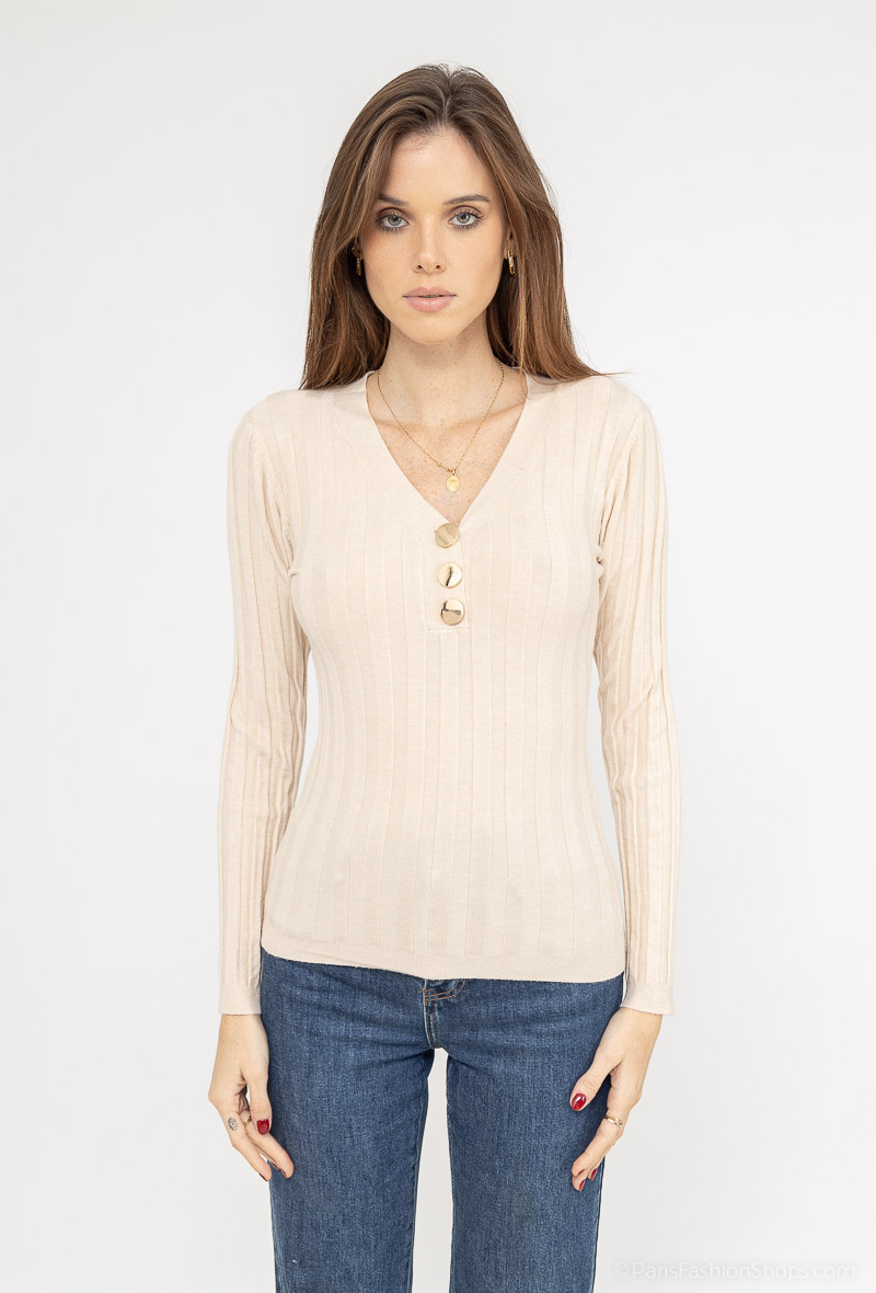 Großhändler Dix-onze - Übergroßer Pullover mit V-Ausschnitt