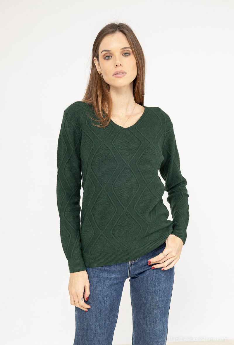 Großhändler Dix-onze - Übergroßer Pullover mit V-Ausschnitt