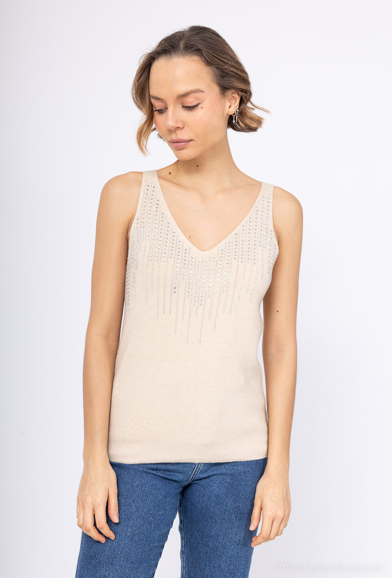 Wholesaler Dix-onze - top with rhinestones and pearl