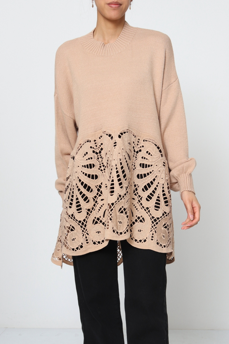 Wholesaler Dix-onze - Oversized sweater decorated with lace