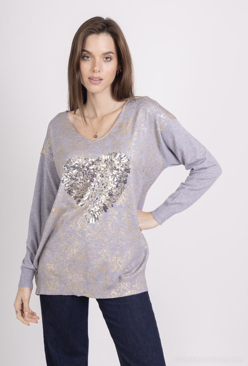 Wholesaler Dix-onze - AMOUR sweater with diamond buttons