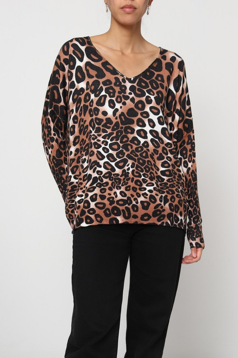 Großhändler Dix-onze - Pullover mit Leopardenmuster
