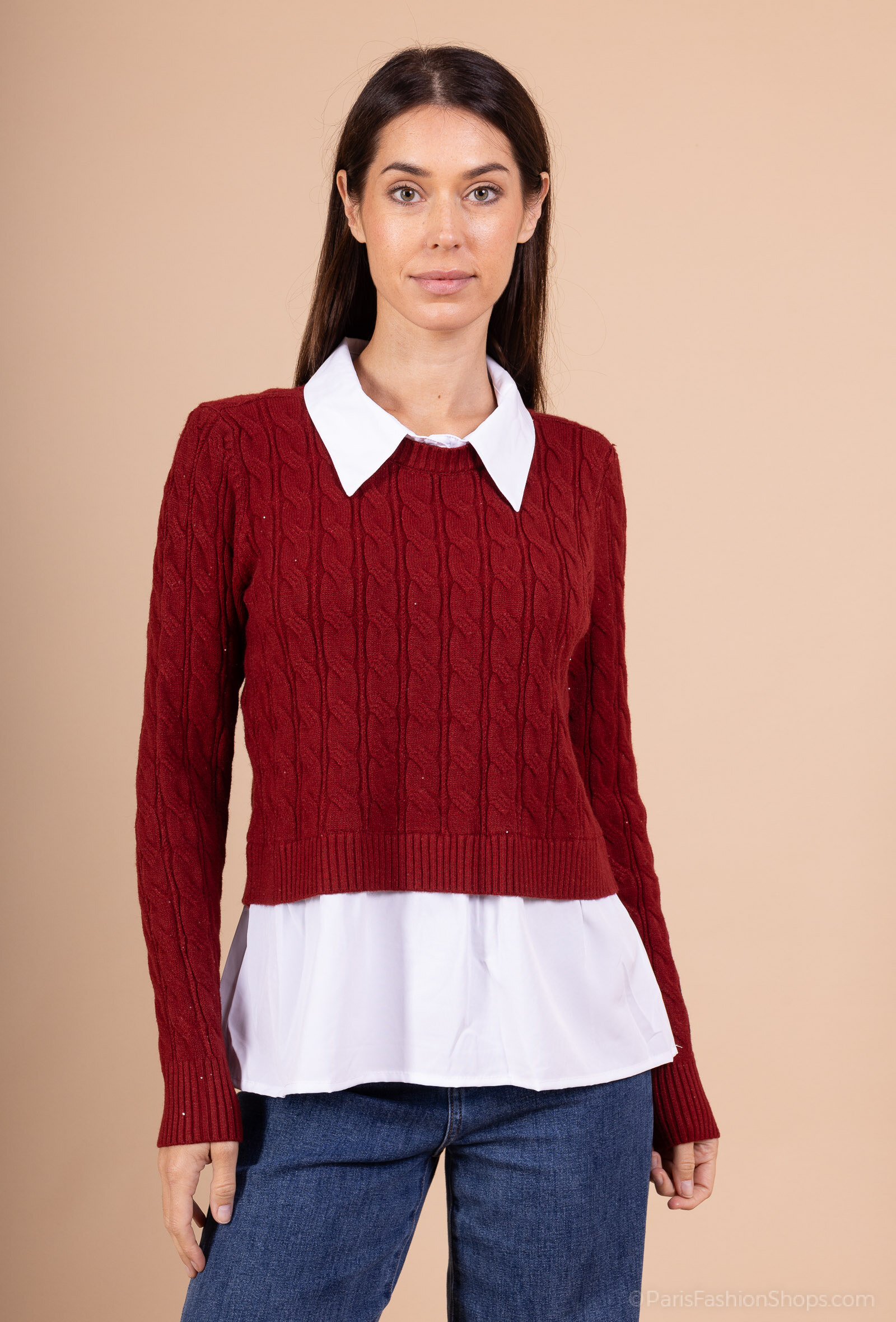 Wholesaler Dix-onze - Sequin knit sweater with shirt collar