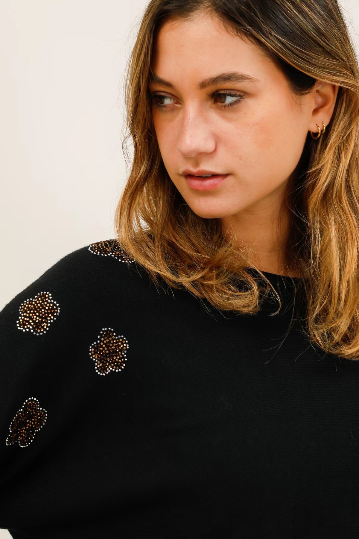 Mayorista Dix-onze - Jersey oversize con dos bolsillos y motivo de leopardo con strass