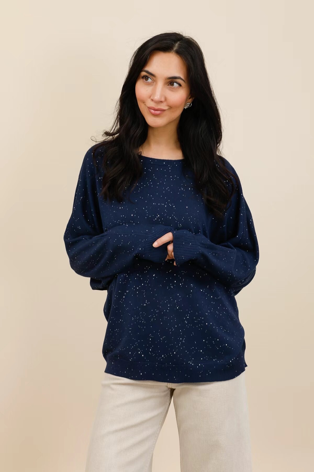 Wholesaler Dix-onze - Relaxed sequin sweater with batwing sleeves