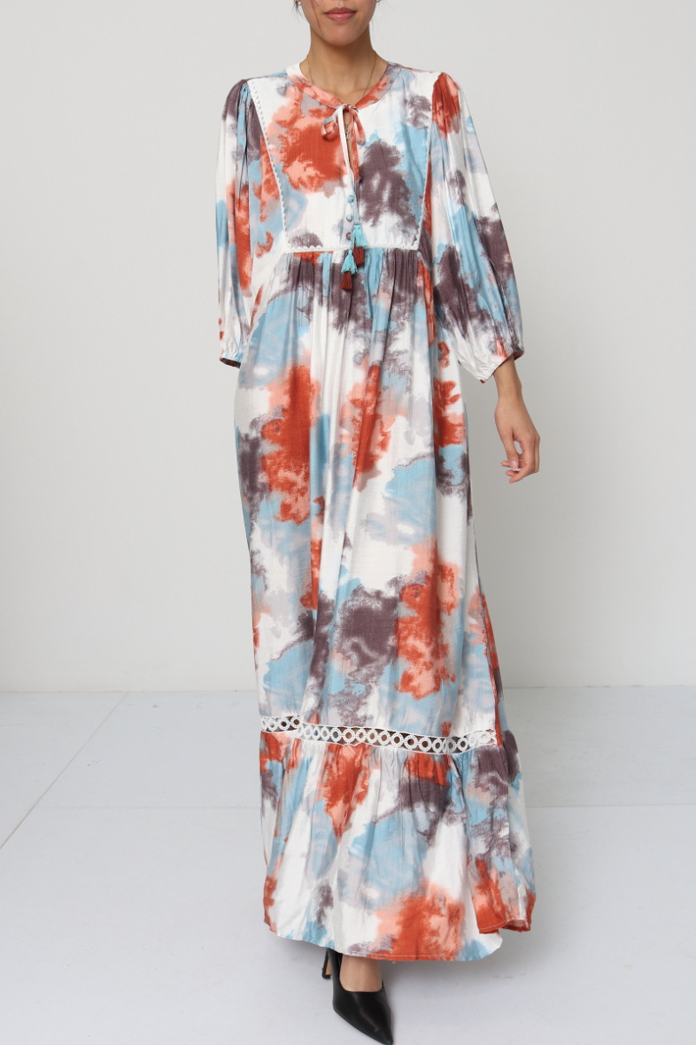 Wholesaler Dix-onze - Maxi dress decorated with gold thread