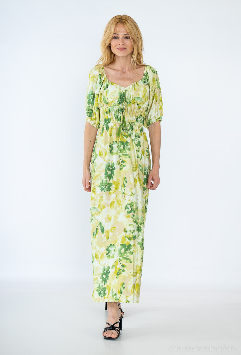Wholesaler Dix-onze - Maxi dress decorated with gold thread