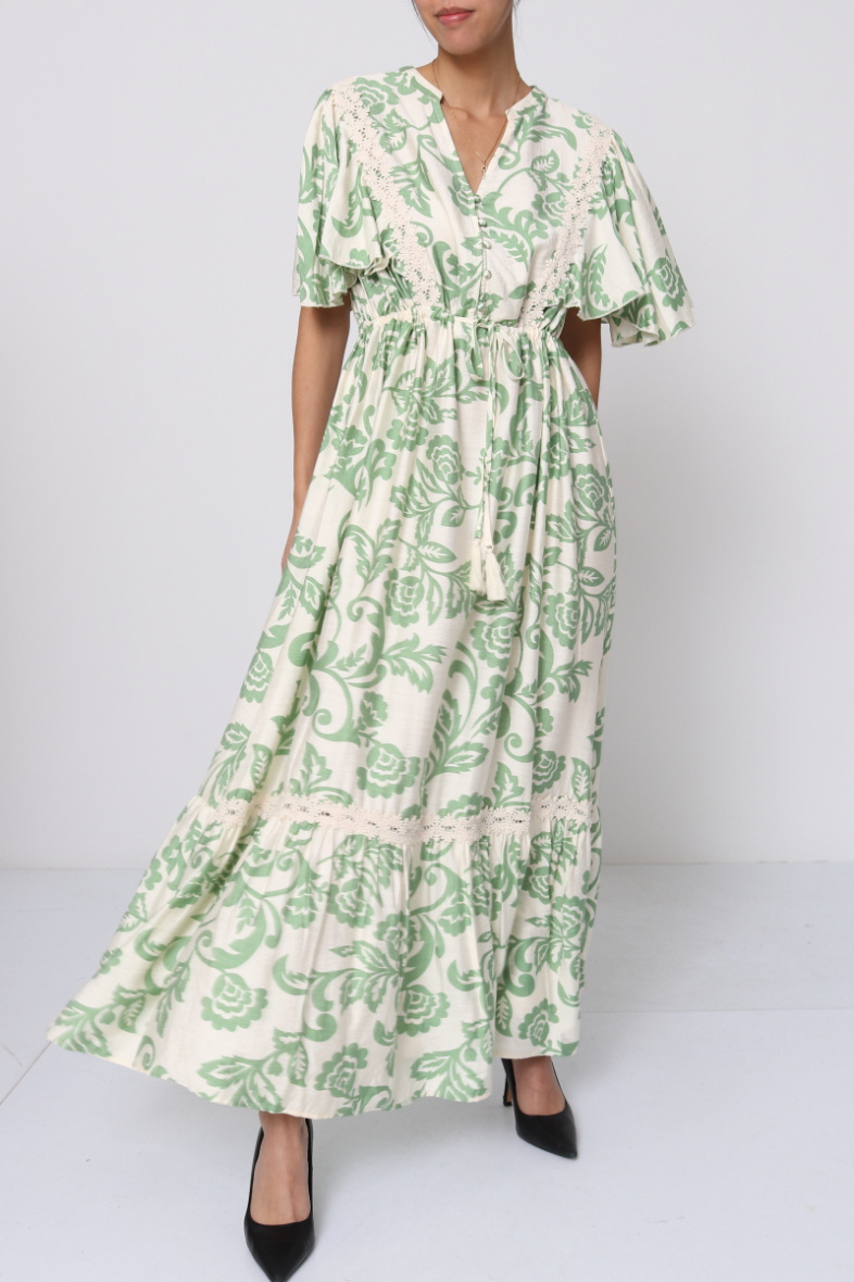 Wholesaler Dix-onze - Maxi dress decorated with gold thread