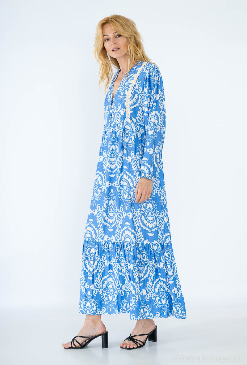 Wholesaler Dix-onze - Maxi dress decorated with gold thread