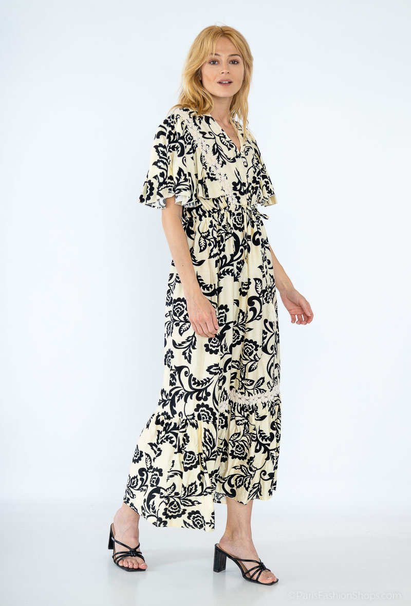 Wholesaler Dix-onze - Maxi dress decorated with gold thread