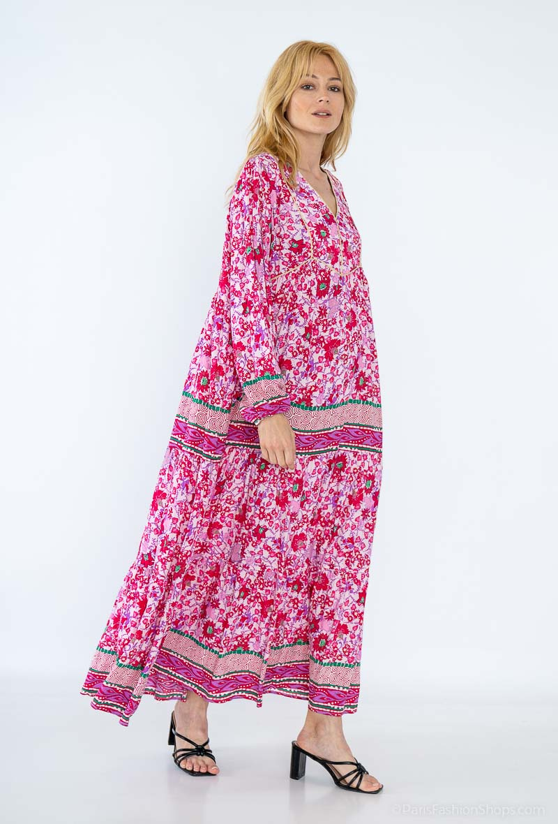Wholesaler Dix-onze - Maxi dress decorated with gold thread
