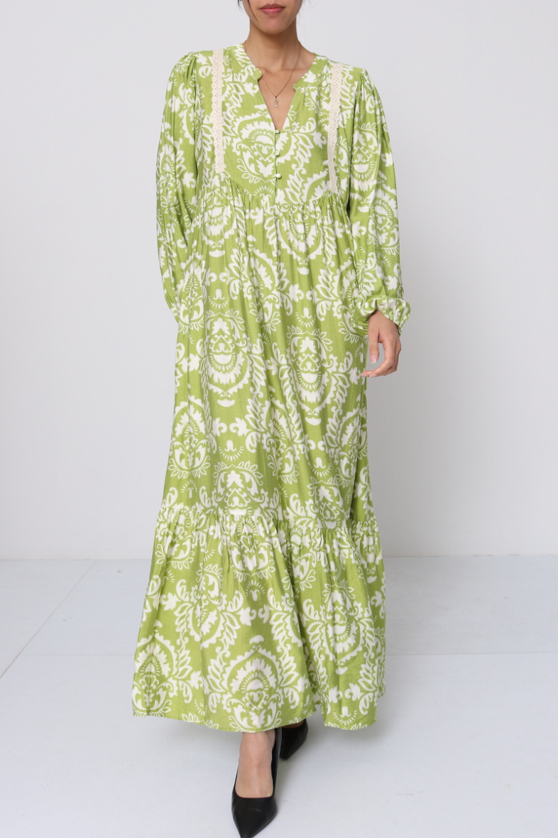 Wholesaler Dix-onze - Maxi dress decorated with gold thread