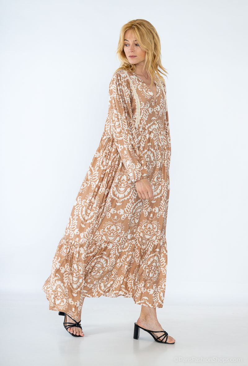 Wholesaler Dix-onze - Maxi dress decorated with gold thread