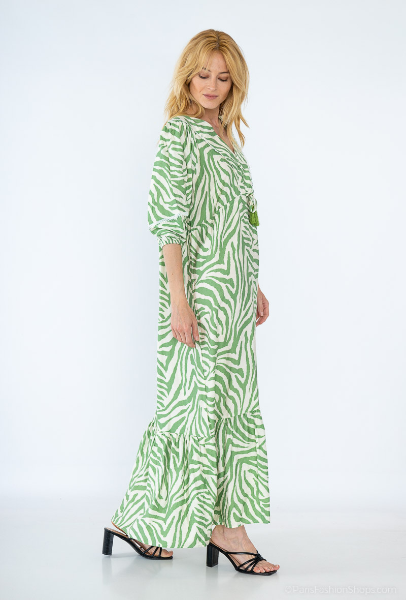 Wholesaler Dix-onze - Maxi dress decorated with gold thread