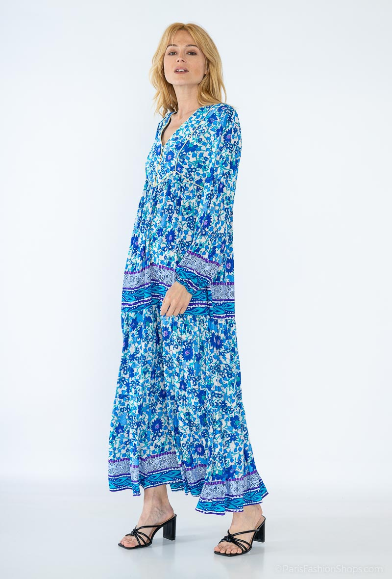 Wholesaler Dix-onze - Maxi dress decorated with gold thread