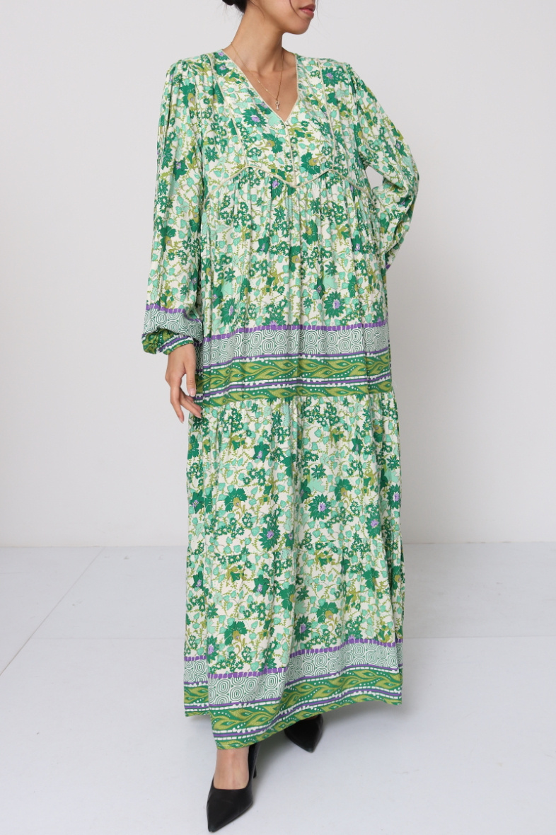 Wholesaler Dix-onze - Maxi dress decorated with gold thread