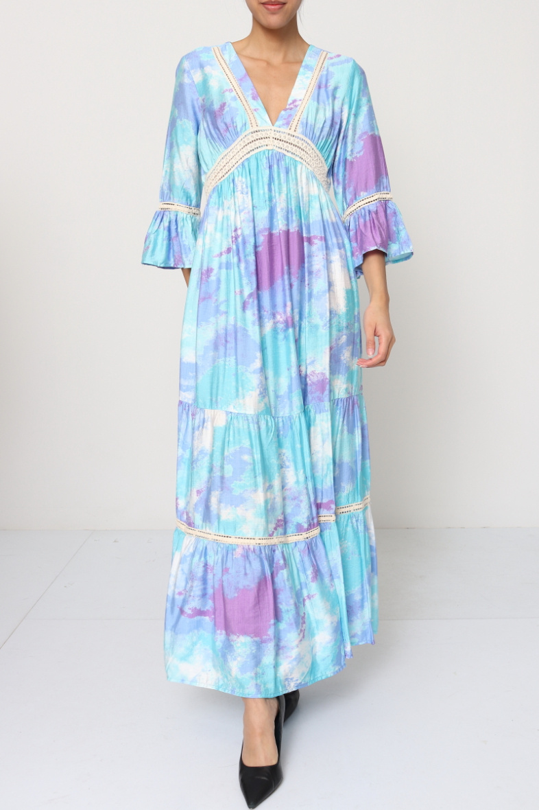 Wholesaler Dix-onze - Maxi dress decorated with gold thread