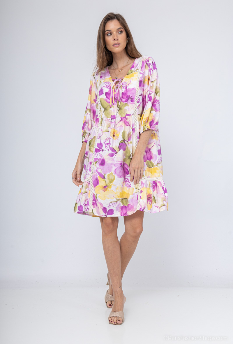Wholesaler Dix-onze - Maxi dress decorated with gold thread