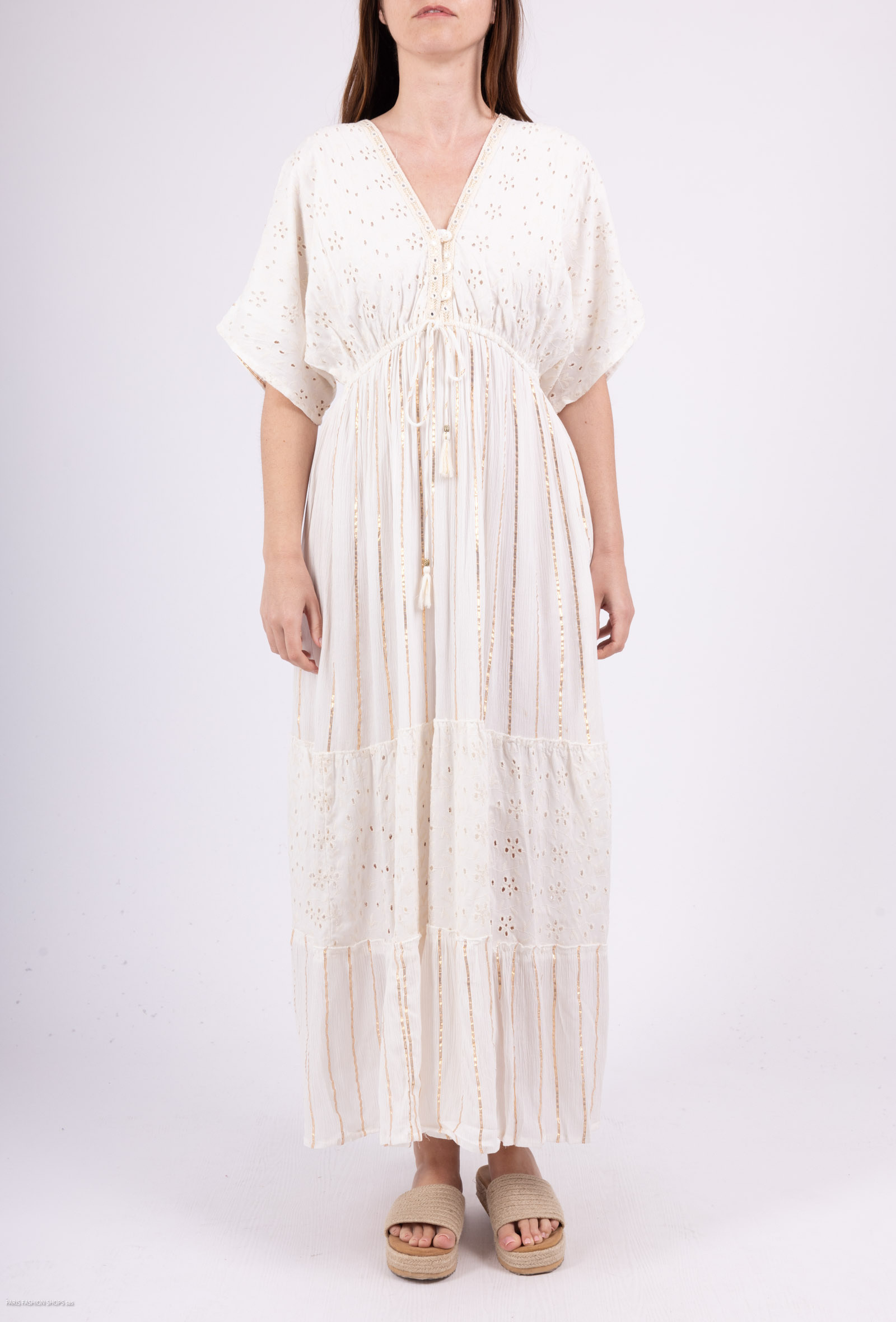 Wholesaler Dix-onze - Embroidered bohemian dress with mirror sequins