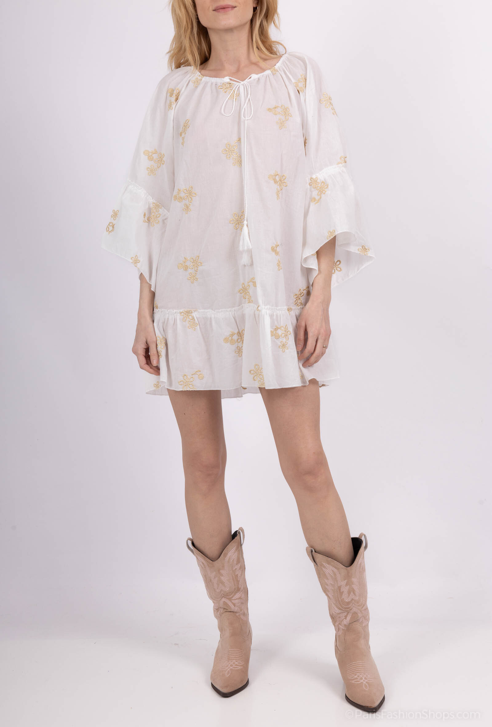 Mayorista Dix-onze - Camisa de algodón con bordé dorado