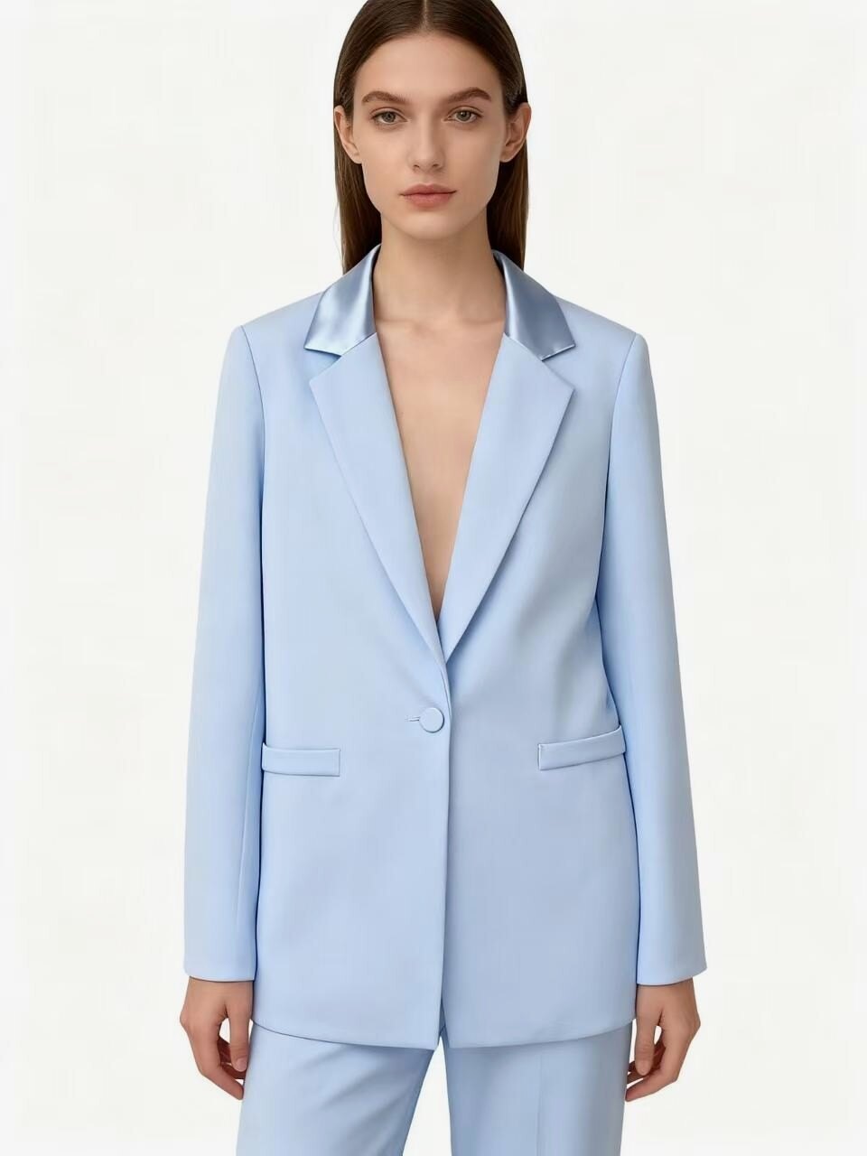 Grossista DOREMI - Blazer dritto con rever contrasto di raso