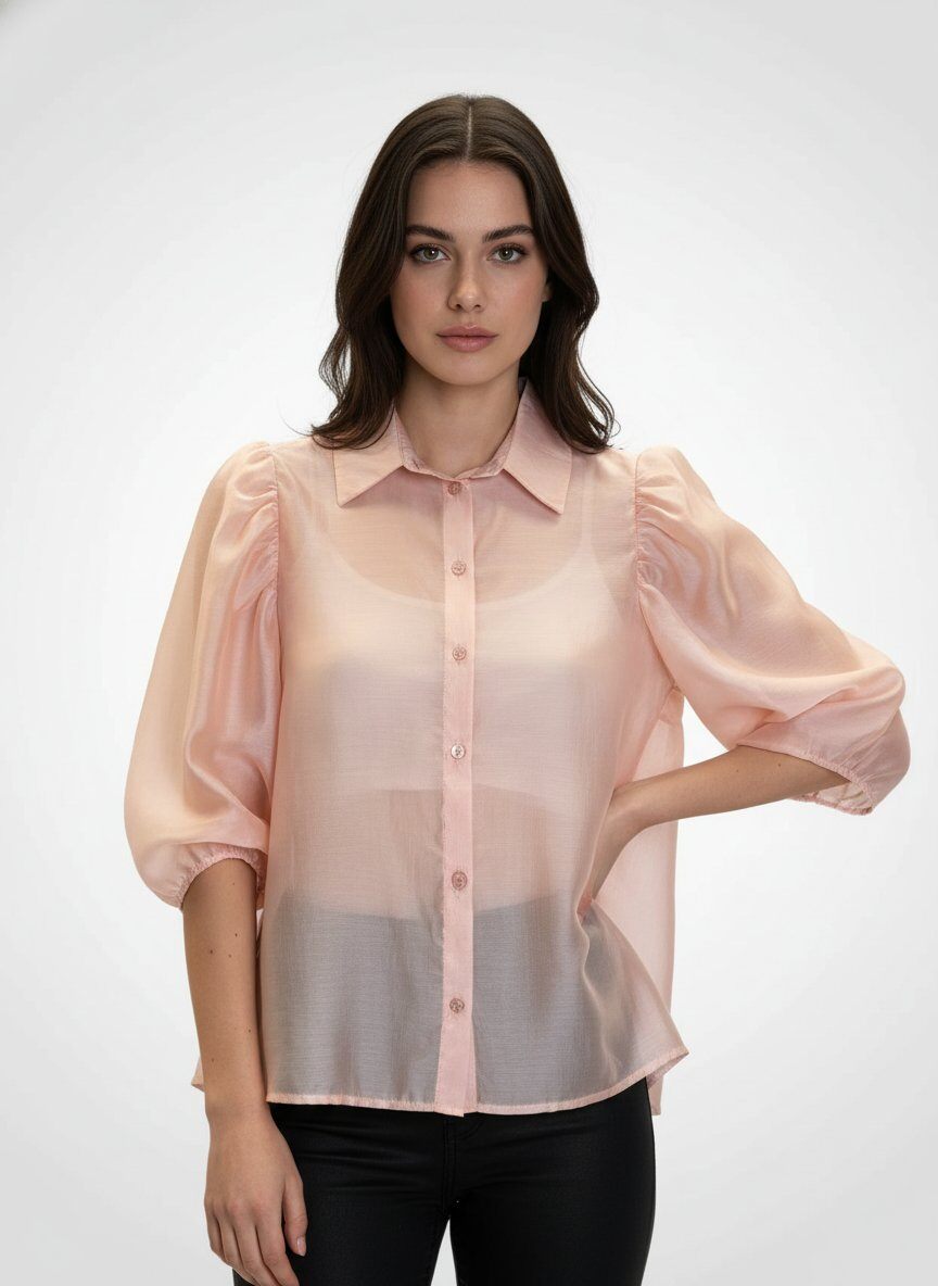 Wholesaler DOREMI - Tencel blouse with puff sleeves