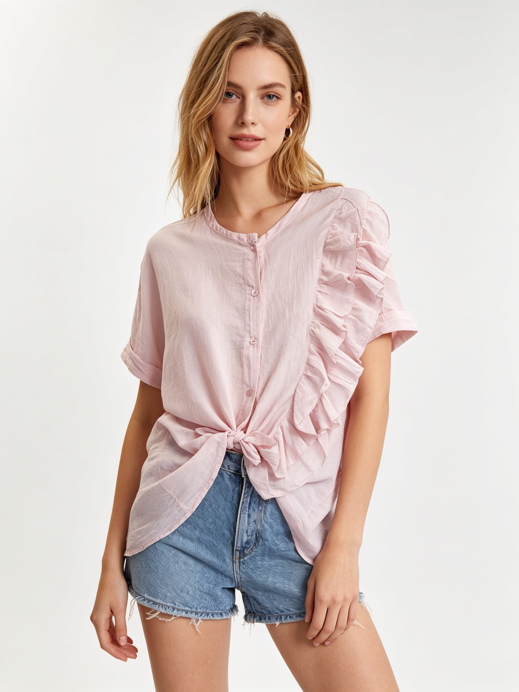 Wholesaler DOREMI - Muslin blouse with knot and ruffles