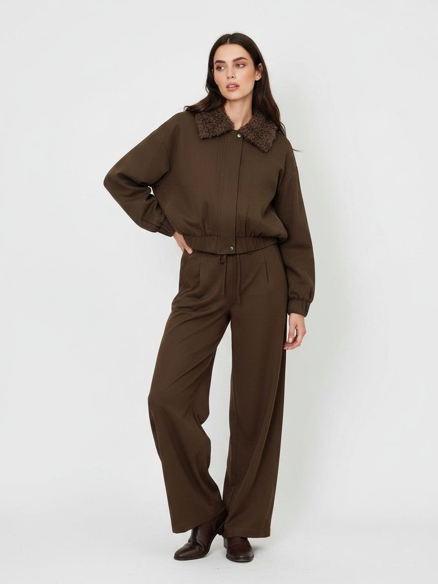 Wholesaler DOREMI - BOMBER JACKET WITH BOUCLÉ COLLAR