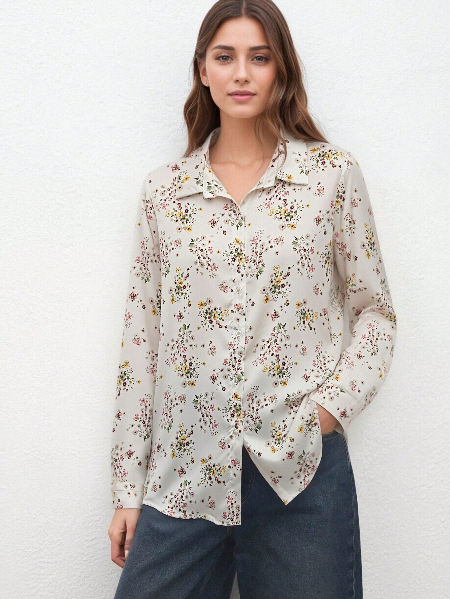 Grossista DOREMI - CAMICIA SATINATA CON STAMPA FLOREALE