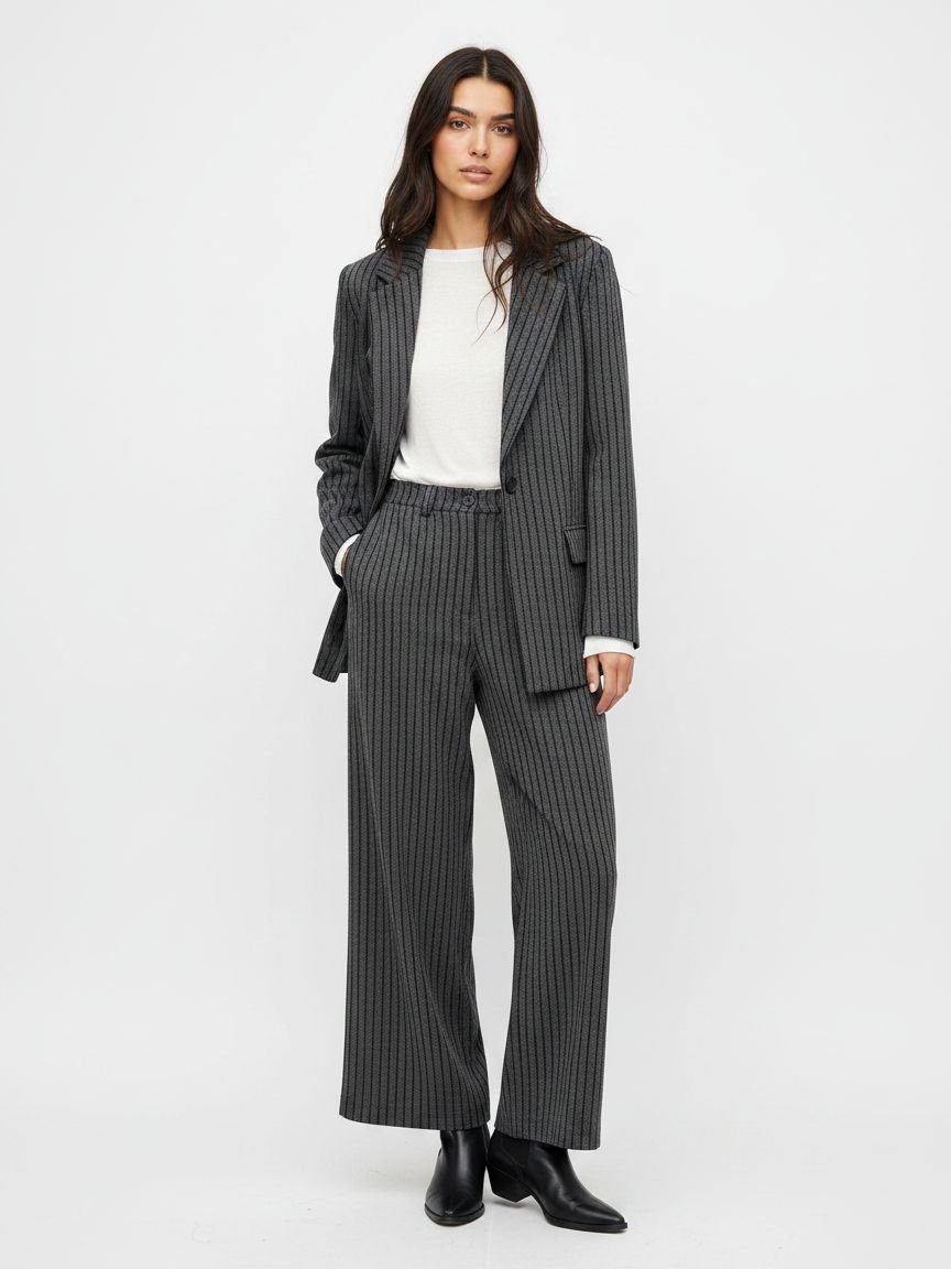 Grossiste DOREMI - ENSEMBLE BLAZER ET PANTALON À RAYURES Grossiste DOREMI - ENSEMBLE BLAZER ET PANTALON À RAYURES