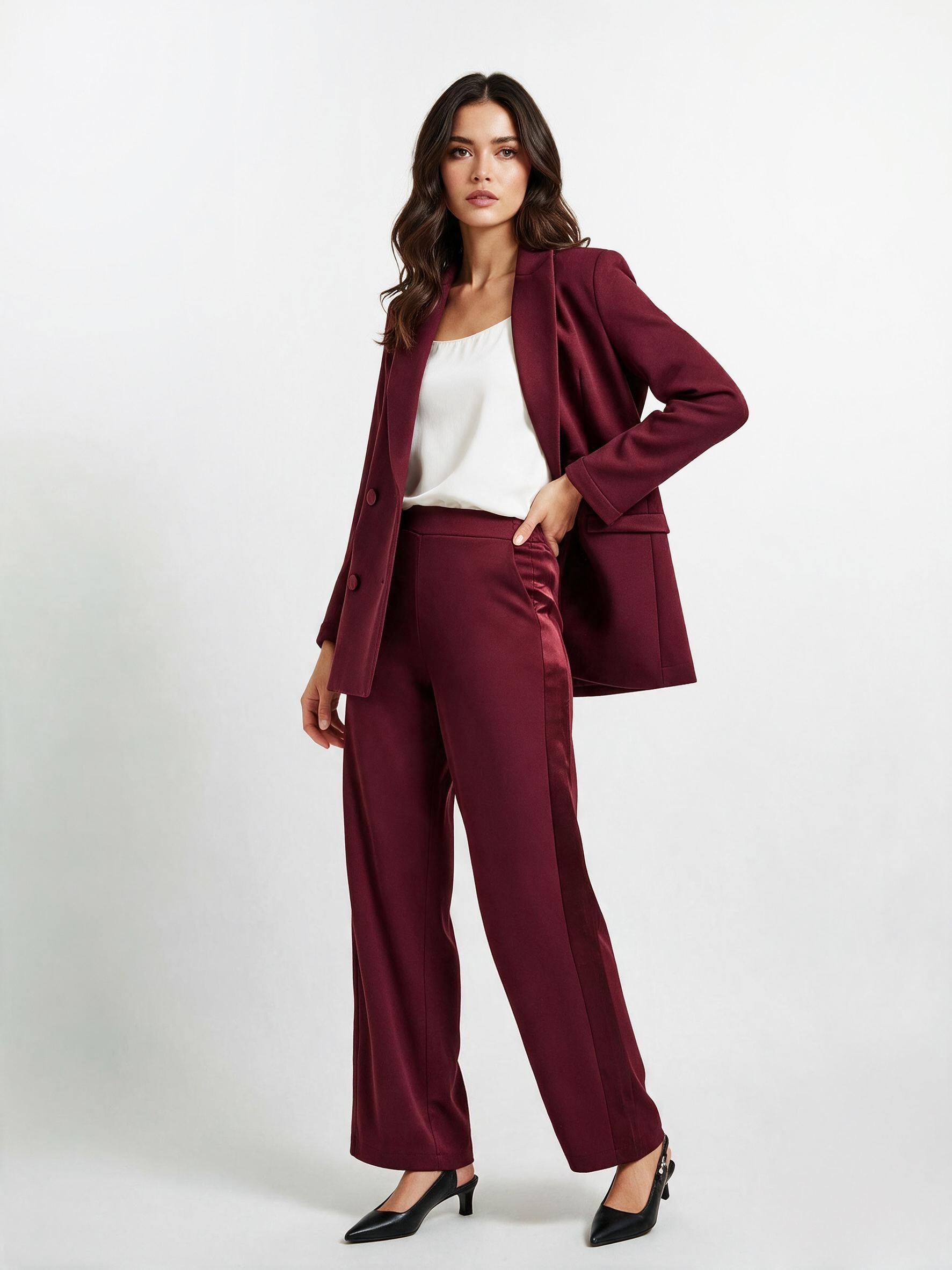 Wholesaler DOREMI - Formal suit blazer and contrast satin trousers