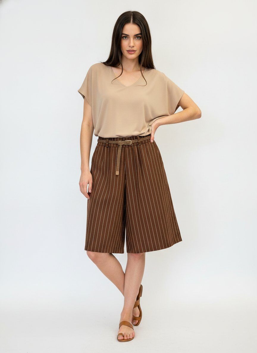 Wholesaler DOREMI - Linen-blend Bermuda shorts with belt