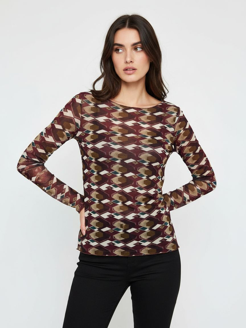 Wholesaler DOREMI - Printed Modal Cashmere Sweater