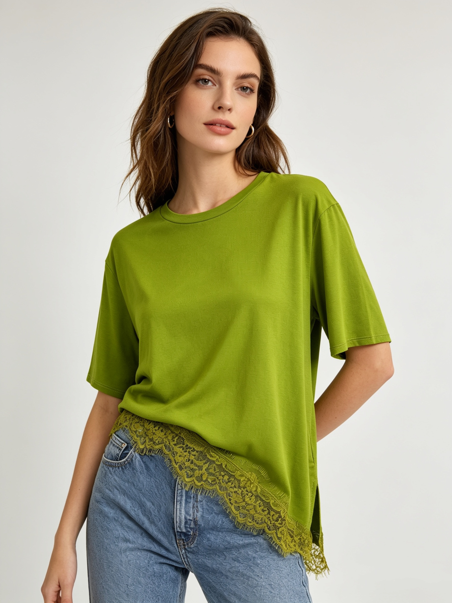 Wholesaler DOREMI - ASYMMETRICAL LONG T-SHIRT WITH LACE