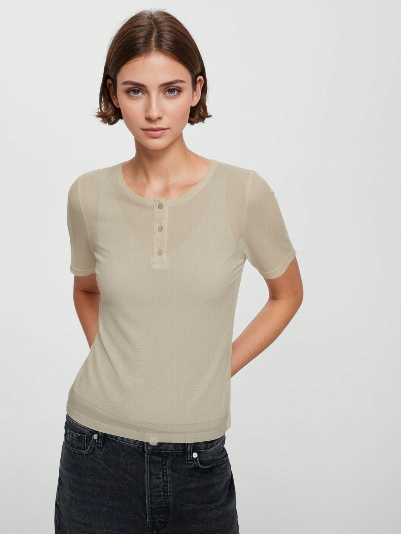 Wholesaler DOREMI - Silk blend t-shirt with button fastening