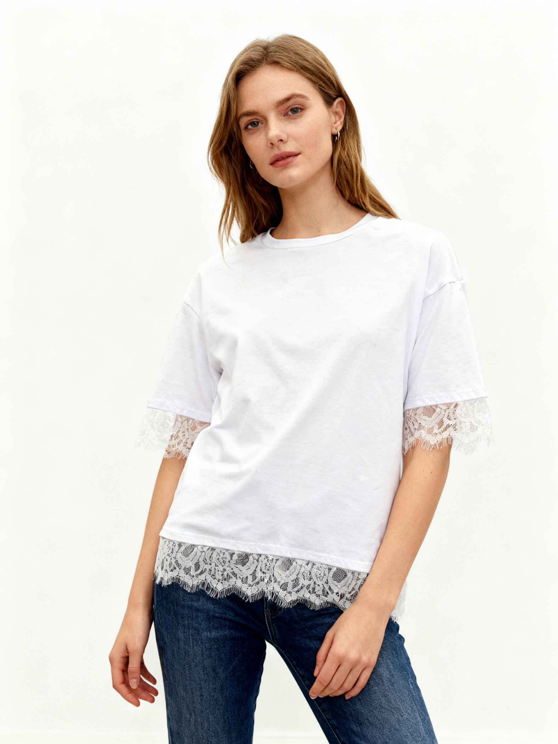 Wholesaler DOREMI - Cotton t-shirt with lace trims