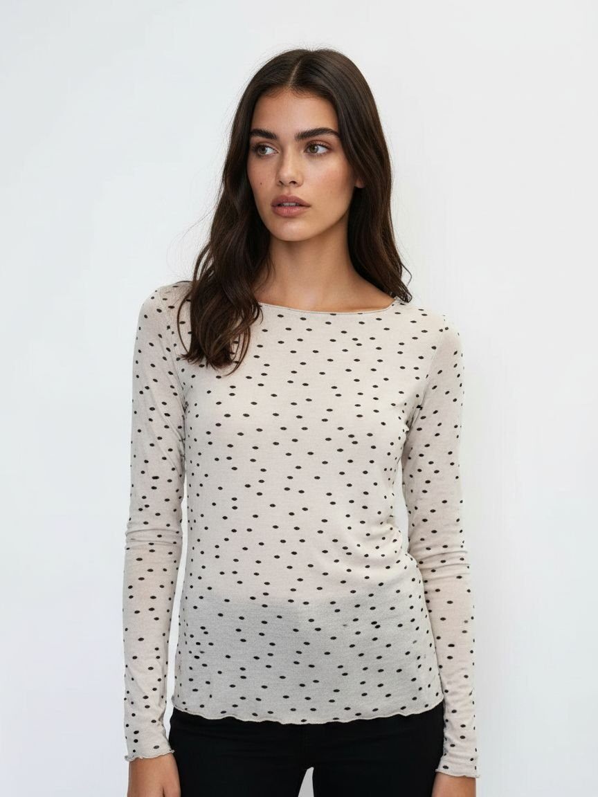 Wholesaler DOREMI - Polka dot modal cashmere t-shirt