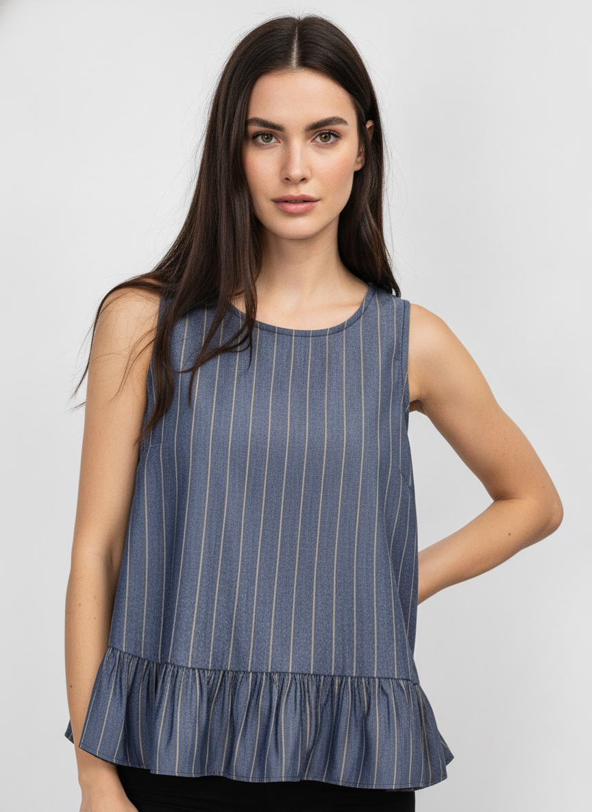 Wholesaler DOREMI - Cotton denim top with peplum