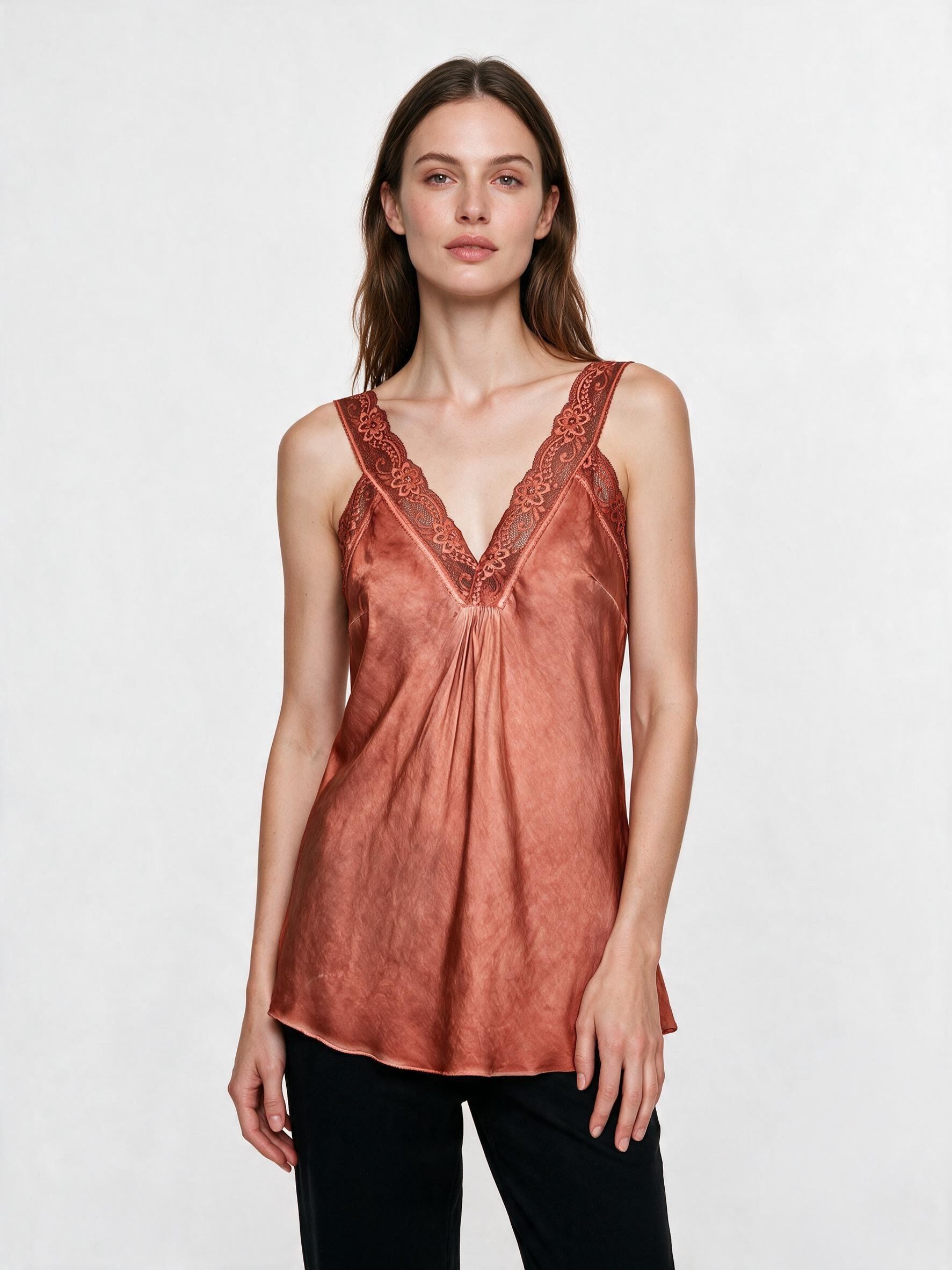 Wholesaler DOREMI - WASHED SATIN TOP WITH LACE STRAPS