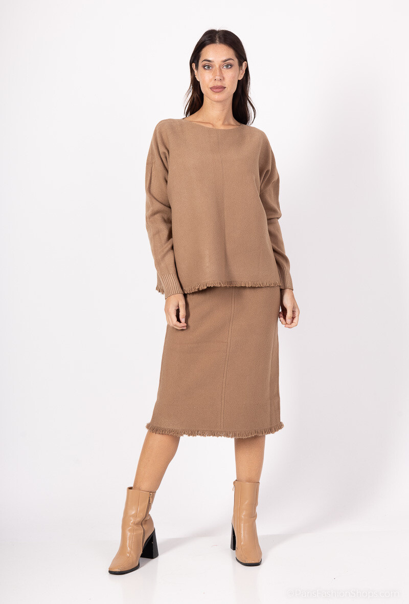 Wholesaler E.DIVA - Hooded jumper waistcoat with pockets