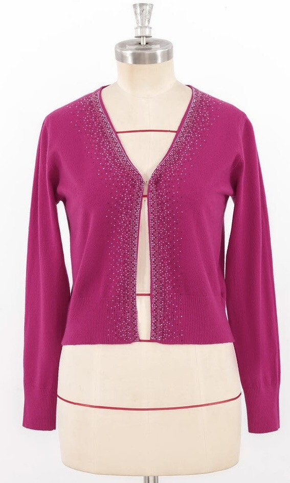Wholesaler E.DIVA - Short sweater vest with rhinestones, long sleeve